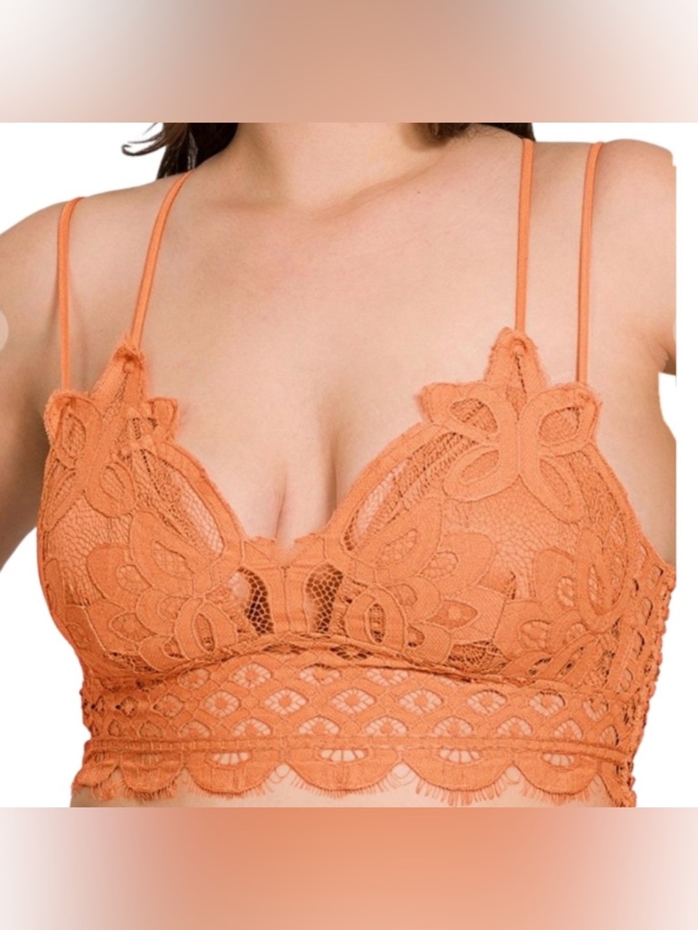 Women's Lace Bralette - Orange